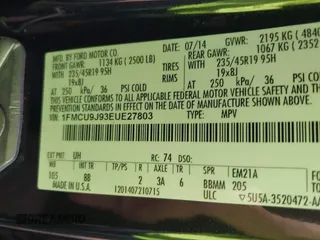 2014 Ford Escape Titanium with VIN 1FMCU9J93EUE27803, listed as a IAAI auction lot 42028249 with 131,194 mi miles and . Bid and sale history available at DreamBid. Image 9.