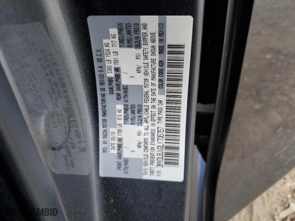 2020 Toyota Yaris Hatchback LE with VIN 3MYDLBJV2LY706767, listed as a Copart auction lot 76295804 with NaN miles and Salvage Title. Bid and sale history available at carsss.com. Image 14.