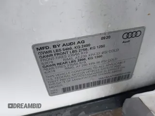 2021 Audi Q5 Premium Plus with VIN WA1BAAFY5M2010794, listed as a IAAI auction lot 41697512 with 51,732 mi miles and . Bid and sale history available at DreamBid. Image 9.