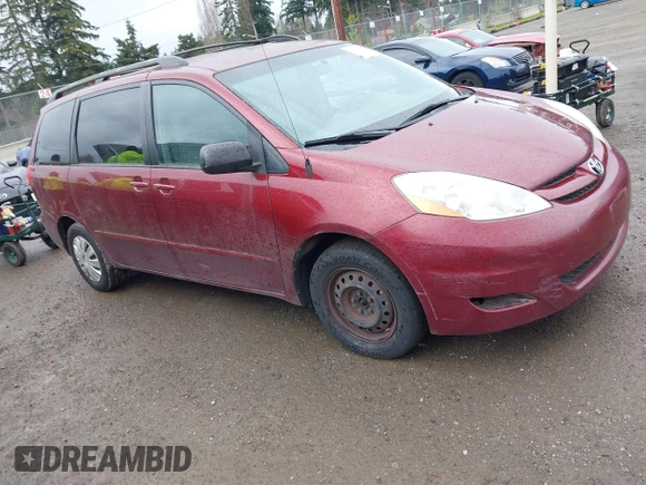 2007 Toyota Sienna CE with VIN 5TDZK23C07S092995, listed as a IAAI auction lot 41824350 with 181,356 mi miles and . Bid and sale history available at DreamBid. Image 1.