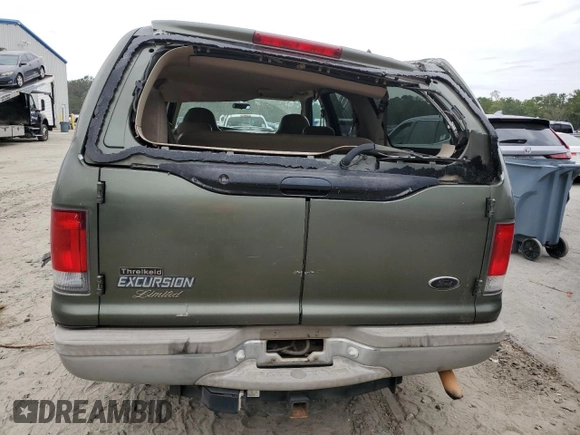 2000 Ford Excursion Limited with VIN 1FMNU42L5YEC60493, listed as a Copart auction lot 75021544 with 316,622 mi miles and Salvage title. Bid and sale history available at DreamBid. Image 6.