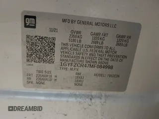 2021 Cadillac XT4 FWD Premium Luxury with VIN 1GYFZCR47MF084998, listed as a IAAI auction lot 41483283 with 1 mi miles. Bid and sale history available at carsss.com. Image 9.