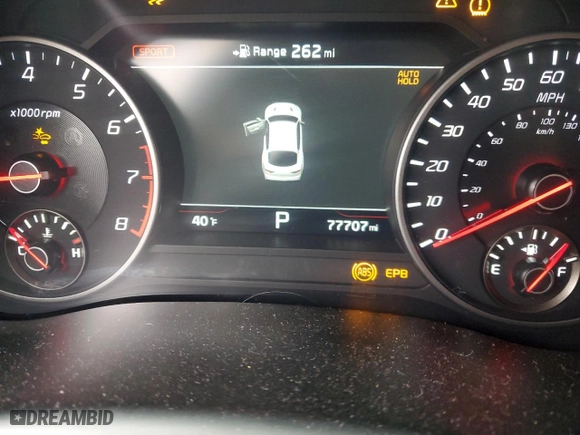 2020 Kia Stinger GT1 with VIN KNAE45LC3L6084620, listed as a Copart auction lot 45933885 with 77,707 mi miles and Salvage Title. Bid and sale history available at carsss.com. Image 9.