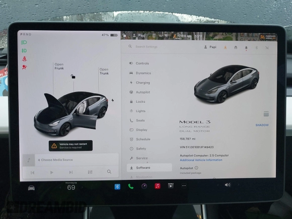 2018 Tesla Model 3 Long Range Battery with VIN 5YJ3E1EB1JF149423, listed as a IAAI auction lot 41896090 with 158,787 mi miles and . Bid and sale history available at DreamBid. Image 19.