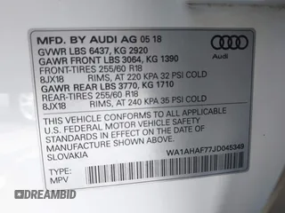 2018 Audi Q7 Premium z VIN WA1AHAF77JD045349, wystawiony jako IAAI lot #42227264 z przebiegiem 93 865 mil mil oraz . Historia ofert i sprzedaży dostępna na DreamBid. Obrazek 9.