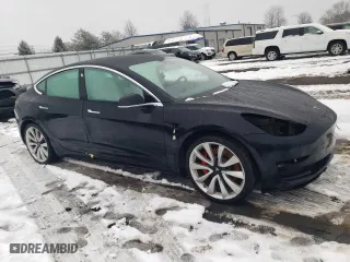 2019 Tesla Model 3 Long Range with VIN 5YJ3E1EB1KF407053, listed as a Copart auction lot 45630465 with 0 mi miles and Salvage Title. Bid and sale history available at carsss.com. Image 4.