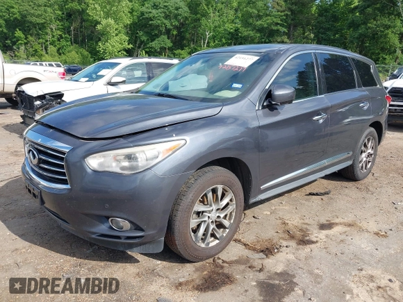 2013 Infiniti JX35 with VIN 5N1AL0MN0DC349743, listed as a IAAI auction lot 42151277 with 183,894 mi miles. Bid and sale history available at carsss.com. Image 2.