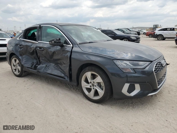 2022 Audi A3 Premium with VIN WAUAUDGY9NA076522, listed as a Copart auction lot 68919824 with 25563 miles and Salvage Title. Bid and sale history available at carsss.com. Image 4.