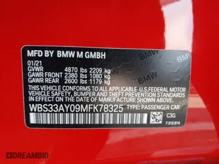 2021 BMW M3 Competition with VIN WBS33AY09MFK78325, listed as a IAAI auction lot 41741258 with 30,300 mi miles. Bid and sale history available at carsss.com. Image 9.