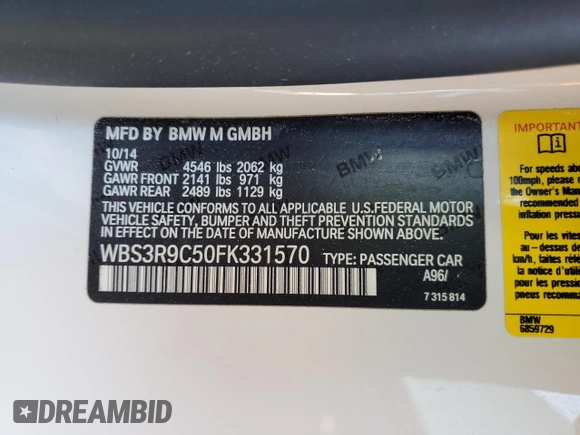2015 BMW M4 with VIN WBS3R9C50FK331570, listed as a Copart auction lot 80739684 with 84,367 mi miles and Salvage Title. Bid and sale history available at carsss.com. Image 12.