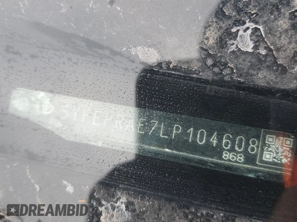 2020 Toyota Corolla LE with VIN 5YFEPRAE7LP104608, listed as a Copart auction lot 86371734 with Not Provided miles and Salvage Title. Bid and sale history available at DreamBid. Image 13.