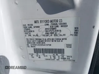 2005 Ford F-150 XLT с VIN 1FTPX14525NA15728, выставлен на аукционе IAAI как лот 42545290 с пробегом 293 695 миль миль и . История ставок и продаж доступна на DreamBid. Изображение 9.