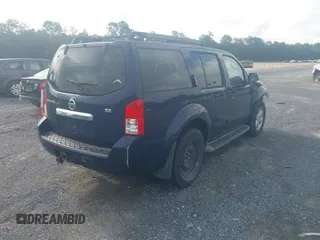2008 Nissan Pathfinder LE with VIN 5N1AR18U98C604191, listed as a IAAI auction lot 42723959 with 252,250 mi miles and . Bid and sale history available at DreamBid. Image 4.