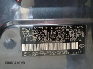 2006 Lexus IS 350 with VIN JTHBE262765004555, listed as a Copart auction lot 61045115 with 170,815 mi miles and Salvage title. Bid and sale history available at DreamBid. Image 13.