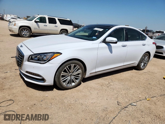 2018 Genesis G80 3.8L with VIN KMHGN4JE6JU216605, listed as a Copart auction lot 61950305 with 34,919 mi miles and Salvage title. Bid and sale history available at DreamBid. Image 1.