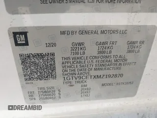 2021 GMC Sierra 1500 with VIN 1GTV9CETXMZ192870, listed as a IAAI auction lot 41852527 with 78,663 mi miles and . Bid and sale history available at DreamBid. Image 9.