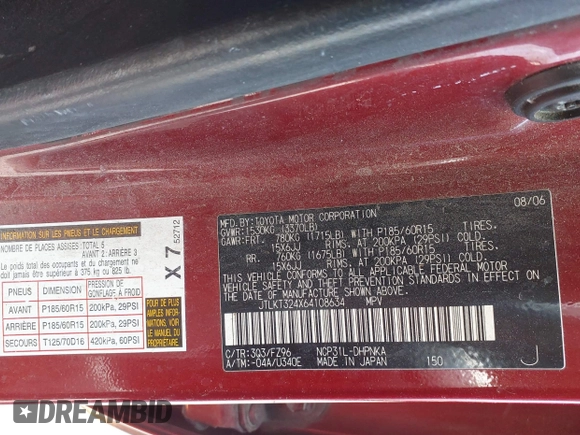 2006 Scion xB с VIN JTLKT324X64108634, выставлен на аукционе IAAI как лот 42378920 с пробегом 234 624 миль миль и . История ставок и продаж доступна на DreamBid. Изображение 9.