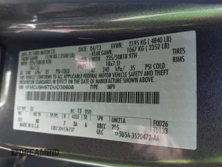 2013 Ford Escape SEL with VIN 1FMCU9H97DUD30608, listed as a IAAI auction lot 41800073 with 102,180 mi miles. Bid and sale history available at carsss.com. Image 9.