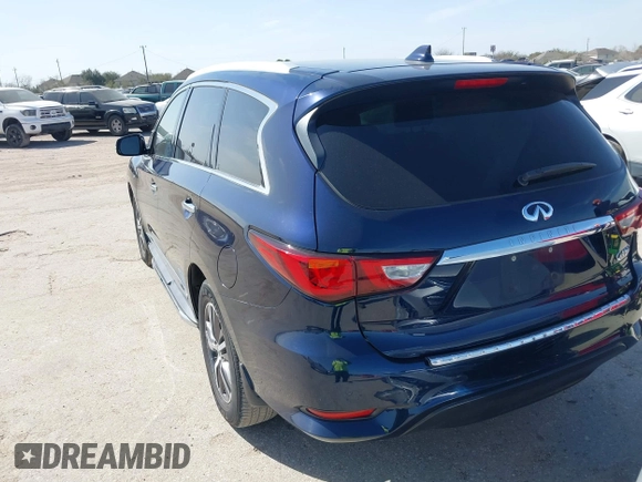 2017 Infiniti QX60 with VIN 5N1DL0MN9HC542587, listed as a IAAI auction lot 41745897 with 85,746 mi miles and . Bid and sale history available at carsss.com. Image 3.