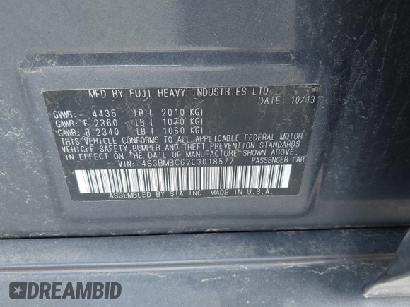 2014 Subaru Legacy Premium z VIN 4S3BMBC62E3018577, wystawiony jako IAAI lot #42459026 z przebiegiem 129 465 mil mil oraz . Historia ofert i sprzedaży dostępna na DreamBid. Obrazek 9.