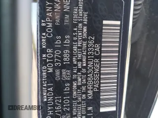 2022 Hyundai Venue SE z VIN KMHRB8A30NU133362, wystawiony jako Copart lot #52213425 z przebiegiem 17 206 mil mil oraz Szkoda całkowita • Salvage title. Historia ofert i sprzedaży dostępna na DreamBid. Obrazek 15.