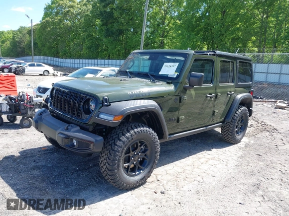 2024 Jeep Wrangler Willys with VIN 1C4PJXDG8RW236725, listed as a IAAI auction lot 39128397 with 50 mi miles and . Bid and sale history available at DreamBid. Image 18.