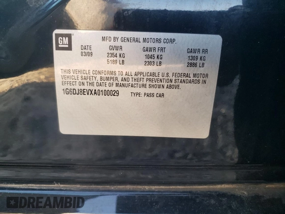 2010 Cadillac CTS with VIN 1G6DJ8EVXA0100029, listed as a Copart auction lot 87367684 with 309,915 mi miles and Clean Title. Bid and sale history available at DreamBid. Image 12.