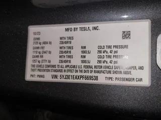 2023 Tesla Model 3 with VIN 5YJ3E1EAXPF669538, listed as a IAAI auction lot 40329679 with 16,612 mi miles and . Bid and sale history available at DreamBid. Image 9.