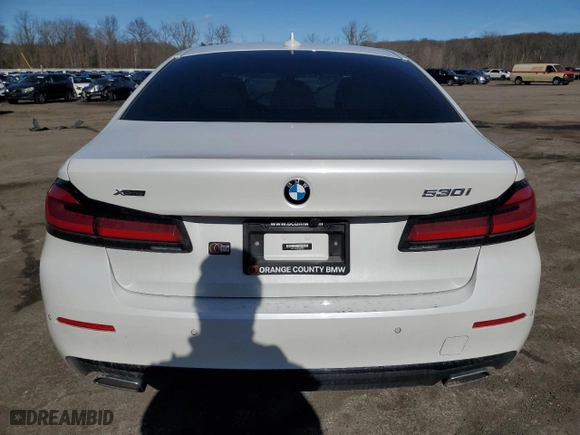 2023 BMW 5 Series 530i xDrive with VIN WBA13BJ04PCM79437, listed as a Copart auction lot 46671715 with 0 mi miles and Salvage Title. Bid and sale history available at carsss.com. Image 6.
