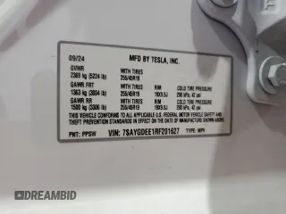 2024 Tesla Model Y Long Range с VIN 7SAYGDEE1RF201627, выставлен на аукционе Copart как лот 60631195 с пробегом 14 356 миль миль и Списание • Salvage title. История ставок и продаж доступна на DreamBid. Изображение 12.