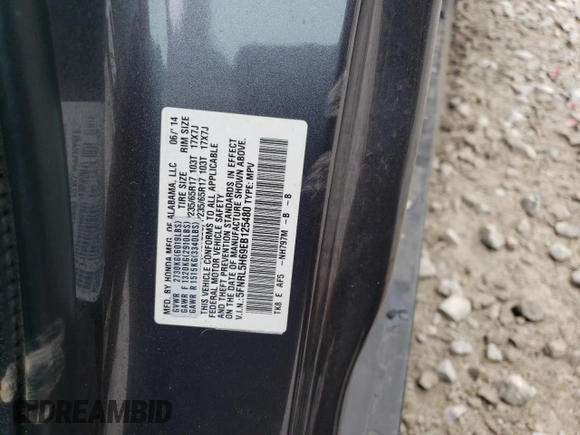 2014 Honda Odyssey EX-L with VIN 5FNRL5H69EB125480, listed as a Copart auction lot 59988475 with Not provided miles and Salvage title. Bid and sale history available at DreamBid. Image 13.