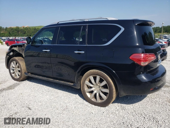 2011 Infiniti QX56 8-passenger with VIN JN8AZ2NC3B9301292, listed as a Copart auction lot 64829454 with 175,001 mi miles and Salvage Title. Bid and sale history available at carsss.com. Image 2.