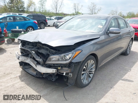 2016 Hyundai Genesis 3.8L with VIN KMHGN4JE1GU135505, listed as a IAAI auction lot 42085056 with 61,611 mi miles and . Bid and sale history available at DreamBid. Image 2.