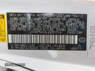 2018 Lexus LC 500h z VIN JTHHP5AY4JA001016, wystawiony jako Copart lot #53820545 z przebiegiem Nie podano mil oraz Szkody całkowita. Historia ofert i sprzedaży dostępna na DreamBid. Obrazek 12.