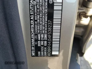 2004 Mercedes-Benz C 320 with VIN WDBRF64J54F538237, listed as a Copart auction lot 75284944 with 123,170 mi miles and Salvage Title. Bid and sale history available at DreamBid. Image 12.