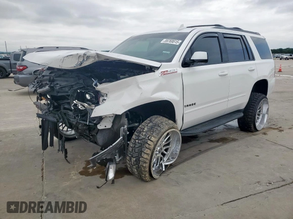 2018 Chevrolet Tahoe LT with VIN 1GNSKBKC1JR294115, listed as a Copart auction lot 59769515 with 81,523 mi miles and Salvage title. Bid and sale history available at DreamBid. Image 1.