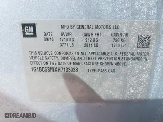 2017 Chevrolet Cruze LS with VIN 1G1BC5SMXH7133938, listed as a IAAI auction lot 41768471 with 1 mi miles. Bid and sale history available at carsss.com. Image 9.