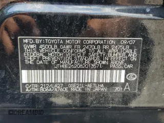 2008 Lexus IS 350 with VIN JTHBE262082013571, listed as a Copart auction lot 61582565 with 106,857 mi miles and Salvage title. Bid and sale history available at DreamBid. Image 13.