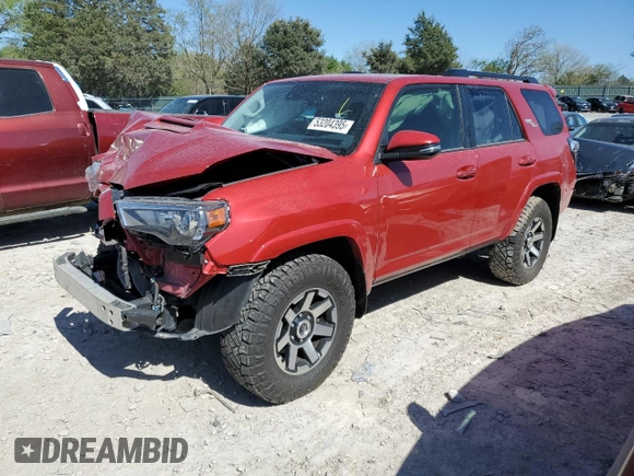 2022 Toyota 4Runner TRD Off Road Premium z VIN JTERU5JR2N6079466, wystawiony jako Copart lot #53204395 z przebiegiem 50 456 mil mil oraz Szkoda całkowita • Salvage title. Historia ofert i sprzedaży dostępna na DreamBid. Obrazek 1.