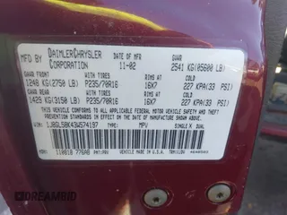 2003 Jeep Liberty Limited с VIN 1J8GL58K43W574197, выставлен на аукционе IAAI как лот 42577381 с пробегом 176 612 миль миль и . История ставок и продаж доступна на DreamBid. Изображение 9.