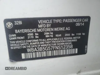 2015 BMW 3 Series 328i xDrive with VIN WBA3B5G57FNS12358, listed as a Copart auction lot 46918405 with 76,371 mi miles and Clean Title. Bid and sale history available at carsss.com. Image 13.