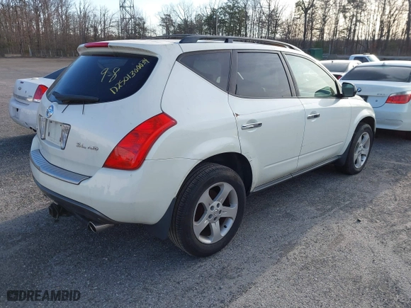 2004 Nissan Murano SE with VIN JN8AZ08W64W323687, listed as a IAAI auction lot 41714333 with 1 mi miles. Bid and sale history available at carsss.com. Image 4.