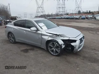 2018 Infiniti Q50 3.0t LUXE with VIN JN1EV7AR4JM432214, listed as a IAAI auction lot 41486387 with 117,666 mi miles. Bid and sale history available at carsss.com. Image 1.