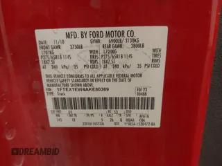 2010 Ford F-150 XL with VIN 1FTEX1EW4AKE80389, listed as a IAAI auction lot 41257745 with 214,968 mi miles. Bid and sale history available at carsss.com. Image 9.