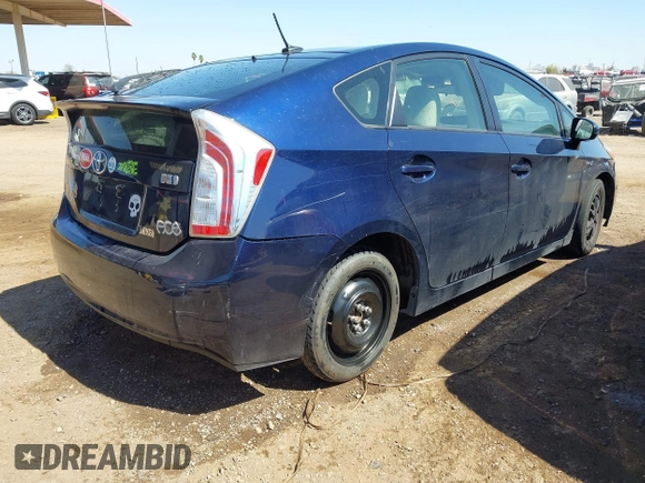 2013 Toyota Prius One with VIN JTDKN3DU1D0350459, listed as a IAAI auction lot 41982187 with 267,002 mi miles. Bid and sale history available at carsss.com. Image 4.