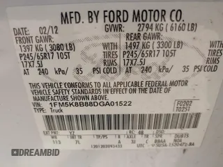 2013 Ford Explorer с VIN 1FM5K8B88DGA01522, выставлен на аукционе IAAI как лот 42440636 с пробегом 150 363 миль миль и . История ставок и продаж доступна на DreamBid. Изображение 9.