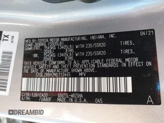 2021 Toyota Highlander XSE с VIN 5TDLZRBH2MS113445, выставлен на аукционе IAAI как лот 42578724 с пробегом 48 279 миль миль и . История ставок и продаж доступна на DreamBid. Изображение 9.