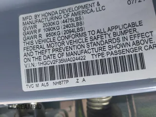 2021 Honda Accord Sport с VIN 1HGCV2F35MA024422, выставлен на аукционе IAAI как лот 42625607 с пробегом 47 243 миль миль и . История ставок и продаж доступна на DreamBid. Изображение 9.