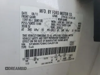 2012 Ford Explorer XLT with VIN 1FMHK7D86CGA20136, listed as a Copart auction lot 55133135 with 72,994 mi miles and Salvage Title. Bid and sale history available at DreamBid. Image 13.
