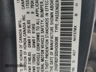 2013 Honda Civic LX z VIN 2HGFB2F50DH509088, wystawiony jako Copart lot #59660625 z przebiegiem 292 774 mil mil oraz Szkoda całkowita • Salvage title. Historia ofert i sprzedaży dostępna na DreamBid. Obrazek 12.